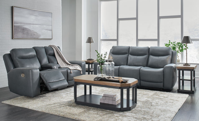 Mindanao - Steel - 2 Pc. - Power Reclining Sofa, Power Reclining Loveseat With Console - Home Elegance USA