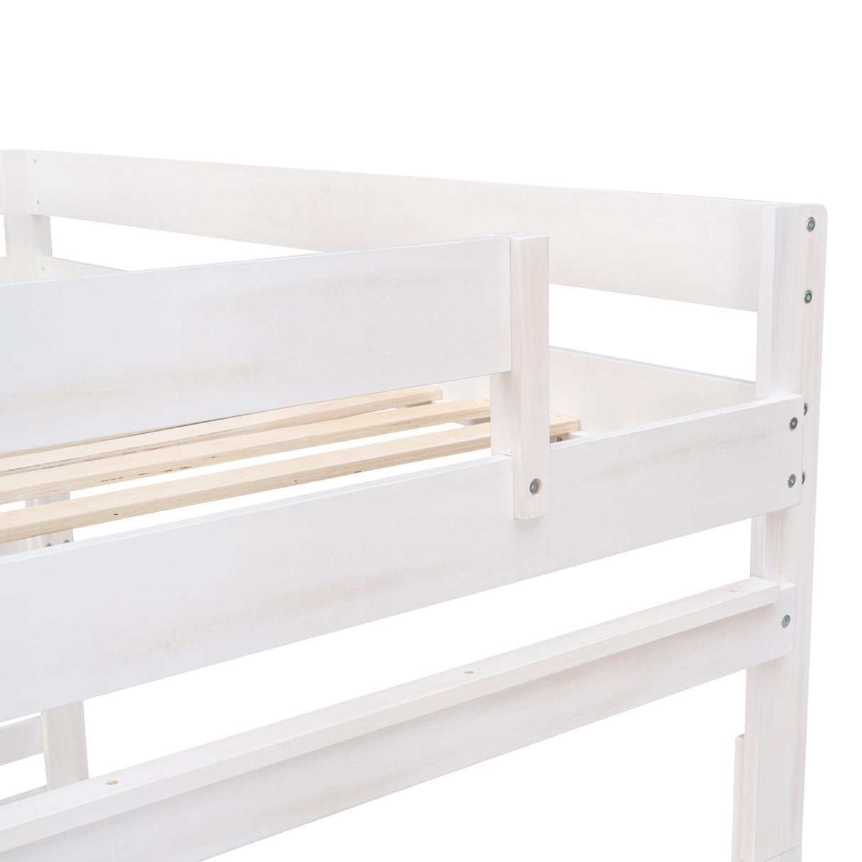 Full over Full Wood Bunk Bed with 2 Drawers, White - Home Elegance USA