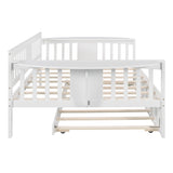 Full size Daybed with Twin size Trundle, Wood Slat Support, White Home Elegance USA