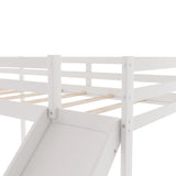 L-Shaped Twin Size Loft Bed with Ladder and Slide, White - Home Elegance USA