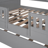 Full Size House Bed Wood Bed with Twin SizeTrundle ( Gray ) - Home Elegance USA