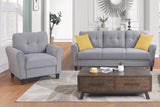 Modern Living Room Sofa Set Linen Upholstered Couch Furniture for Home or Office ,Light Grey-Blue,(1+3-Seat,Old Sku:SG000371AAA) Home Elegance USA