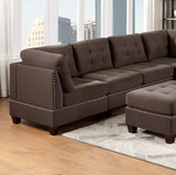 Living Room Furniture Tufted Armless Chair Black Coffee Linen Like Fabric 1pc Armless Chair Cushion Nail heads Wooden Legs - Home Elegance USA