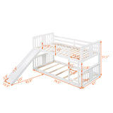 Twin Over Twin Bunk Bed with Slide and Ladder, White (Old SKU：LP000108AAK) - Home Elegance USA