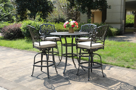 Round 4 - Person 42" Long Bar Height Dining Set with Sunbrella cushions