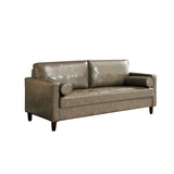 Modern Mid-Century Vegan Leather Sofa （Khaki） - Home Elegance USA