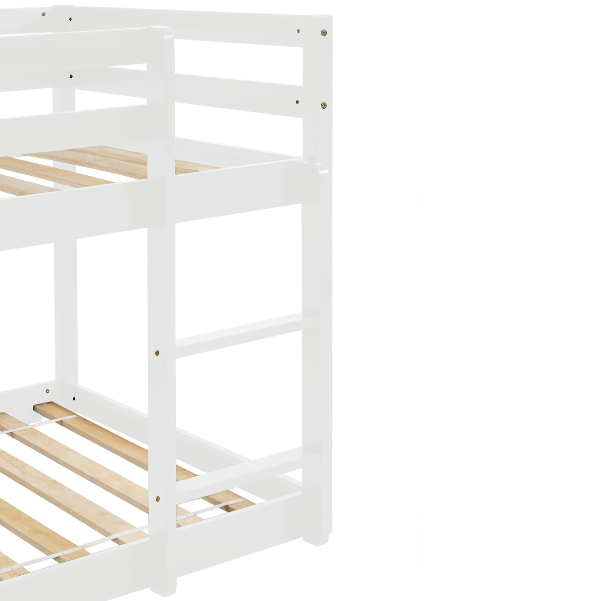 Twin over Twin Floor Bunk Bed, White(Old Sku:W50430320) - Home Elegance USA