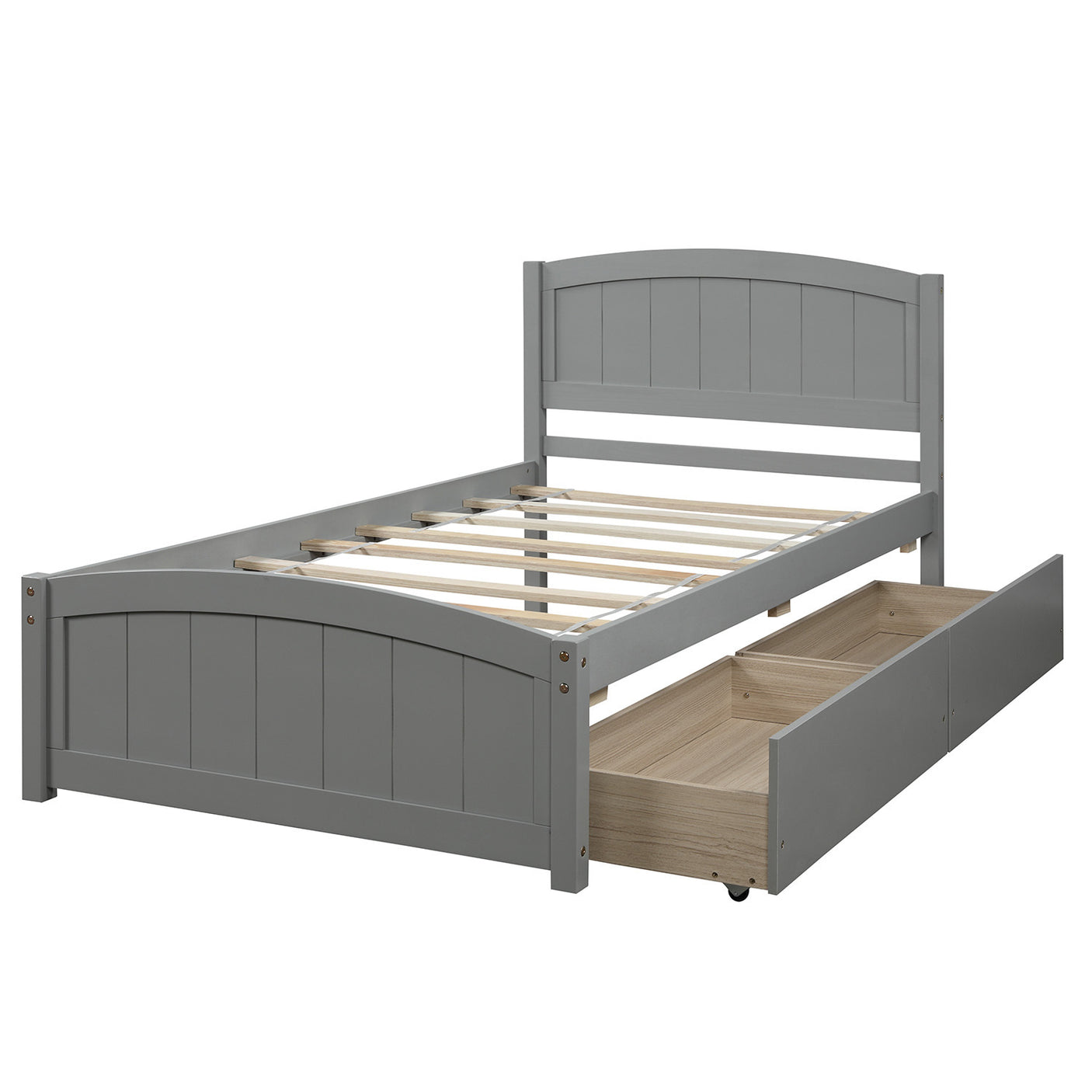 Twin size Platform Bed with Two Drawers, Gray - Home Elegance USA