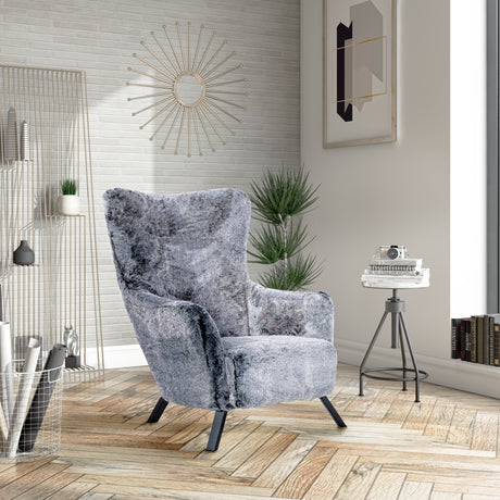 Modrest Findon Glam Grey Faux Fur Accent Chair - Home Elegance USA