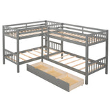 Twin L-Shaped Bunk bed with Drawers-Gray(OLD SKU :LP000038AAE) - Home Elegance USA