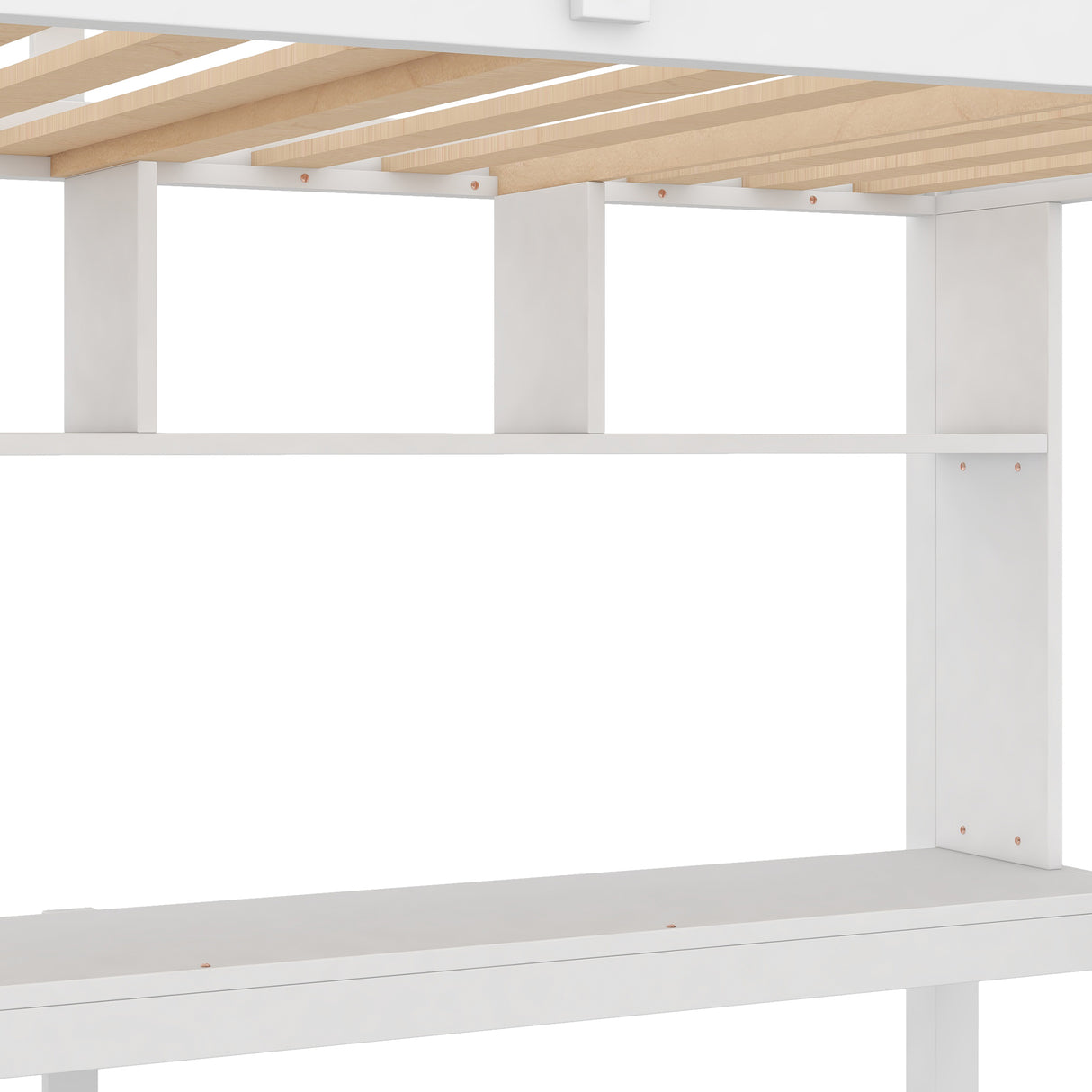 Twin Size Loft Bed with Convenient Desk, Shelves, and Ladder, White(Similar SKU:SM001302AAK) - Home Elegance USA