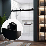 Frameless Double Sliding Shower, 57" - 60" Width, 79" Height, 3/8" (10 mm) Clear Tempered Glass, , Designed for Smooth Door Closing With Upgraded Crashproof System Technology Matte Black Finish