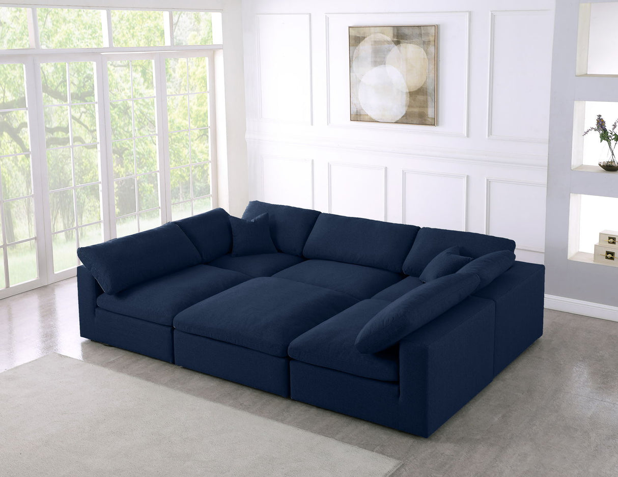 Serene - Cloud Modular Sectional 6 Piece - Navy - Home Elegance USA