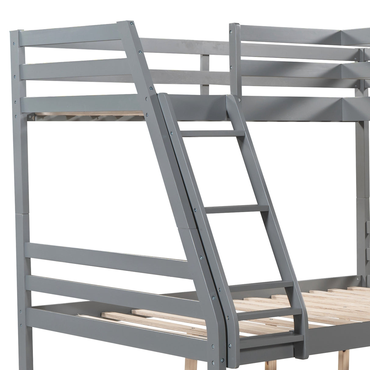 L-Shaped Twin over Full Bunk Bed and Twin Size Loft Bed with Built-in Desk,Gray - Home Elegance USA