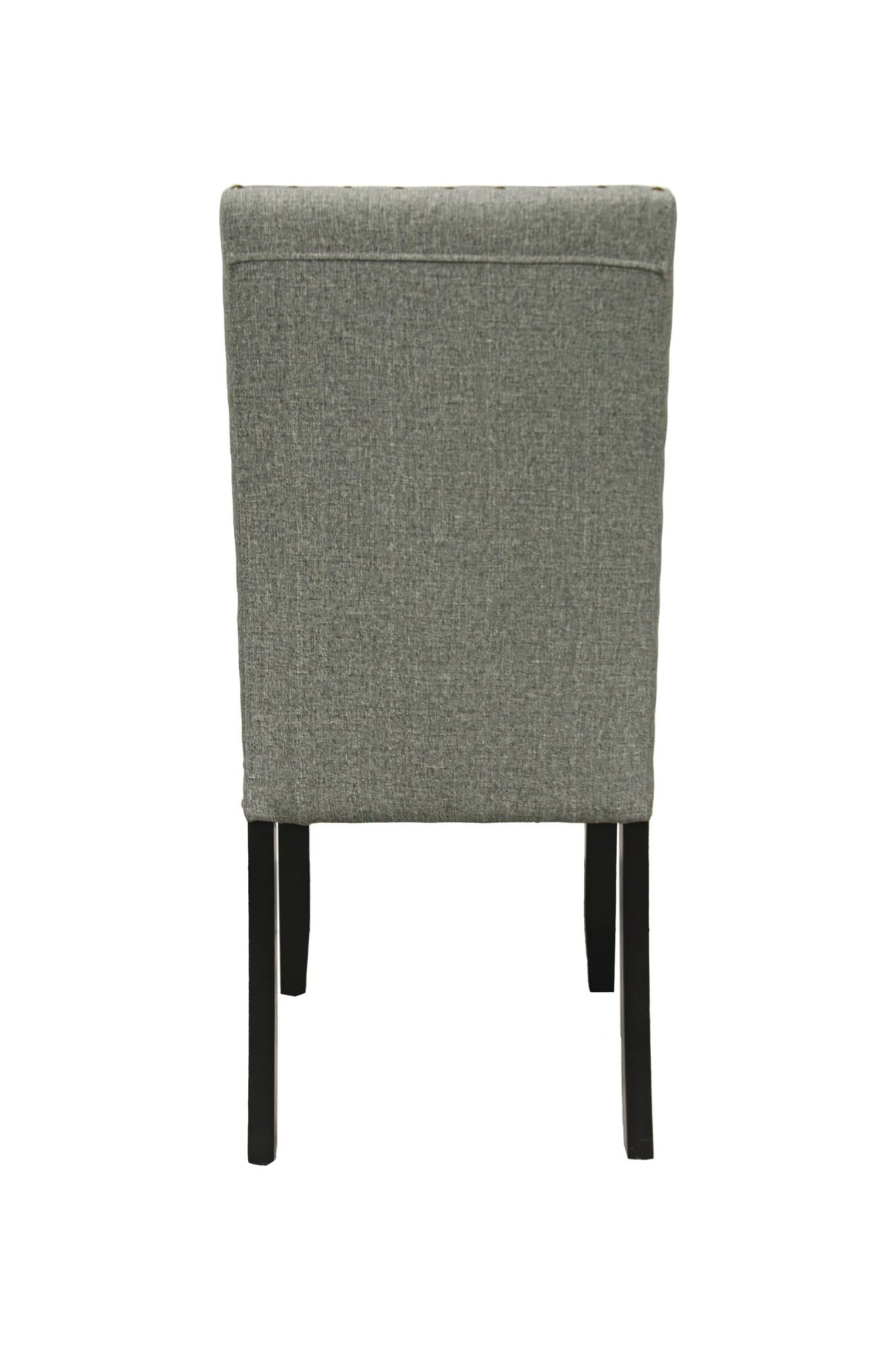 Modern Classic Dining Room Furniture Natural Wooden Rectangle Top Dining Table 6x Side Chairs Gray Fabric Nail heads Trim and Storage Shelve 7pc Dining Set - Home Elegance USA