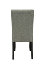 Modern Classic Dining Room Furniture Natural Wooden Rectangle Top Dining Table 6x Side Chairs Gray Fabric Nail heads Trim and Storage Shelve 7pc Dining Set - Home Elegance USA