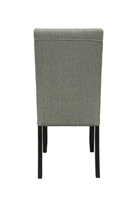 Modern Classic Dining Room Furniture Natural Wooden Rectangle Top Dining Table 6x Side Chairs Gray Fabric Nail heads Trim and Storage Shelve 7pc Dining Set - Home Elegance USA