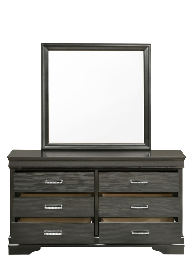 Modern Brooklyn 6 Drawer Dresser made with Wood in Gray - Home Elegance USA