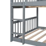 Full-Over-Full-Over-Full Triple Bed with Built-in Ladder and Slide , Triple Bunk Bed with Guardrails, Gray(OLD SKU :LP000052AAE) - Home Elegance USA