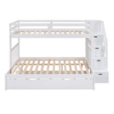 Twin over Twin/Full Bunk Bed with Twin Size Trundle (White)(OLD SKU :LP000025AAK) - Home Elegance USA