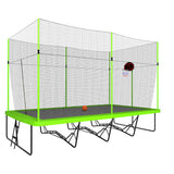 10ft by 17ft Rectangule Trampoline with Green Fabric Black Powder - coated Galvanized Steel Tubes with Basketball Hoop System Advanced Ladder - W550S00018 - image - 2