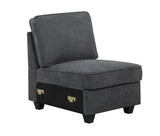 Leo Dark Gray Woven 7Pc Modular L-Shape Sectional Sofa and Ottoman - Home Elegance USA
