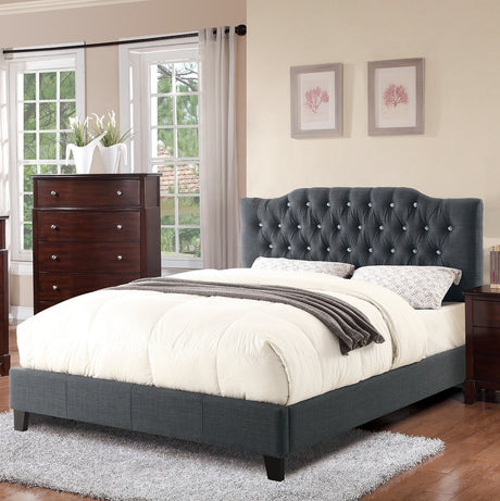 Modern Gorgeous Blue Grey Polyfiber Tufted Full Size Bed 1pc Bedframe Upholstered Headboard Bedroom Furniture wooden Plywood - Home Elegance USA