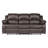 Comfortable Double Reclining Sofa 1pc Brown Color Bonded Leather Match Solid Wood Plywood Frame Living Room Furniture Home Elegance USA