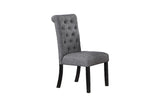Classic Dining Room Furniture Natural Wooden Rectangle Top Dining Table 6x Side Chairs Charcoal Fabric Tufted Toll Back Top Back Chair Nail heads Trim and Storage Shelve 7pc Dining Set - Home Elegance USA