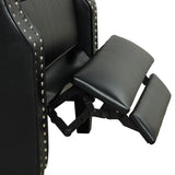 Push Back Recliner, Arms with Brass Nails, Blackl (29.5"x40"x42") - Home Elegance USA