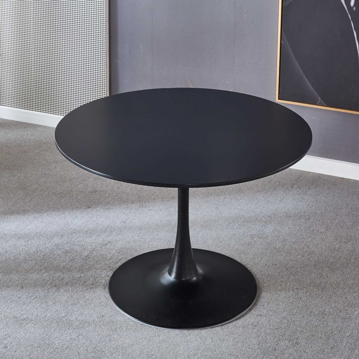 42.1"Black Tulip Table Mid-century Dining Table for 4-6 people With Round Mdf Table Top, Pedestal Dining Table, End Table Leisure Coffee Table - Home Elegance USA