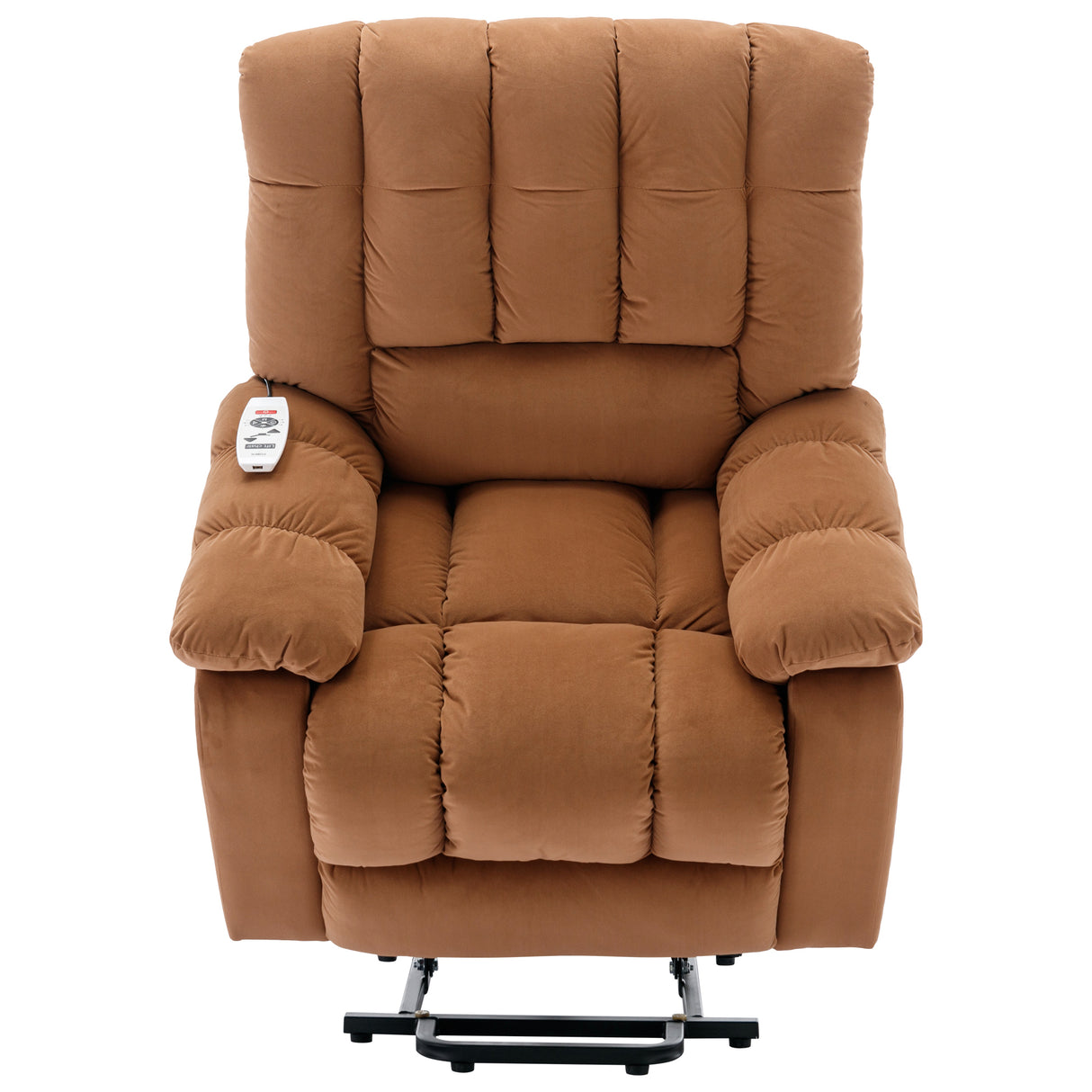 Massage Recliner Chair Electric Power Lift Recliner Chairs with Heat, Vibration, Side Pocket for Living Room, Bedroom, Light Brown Home Elegance USA