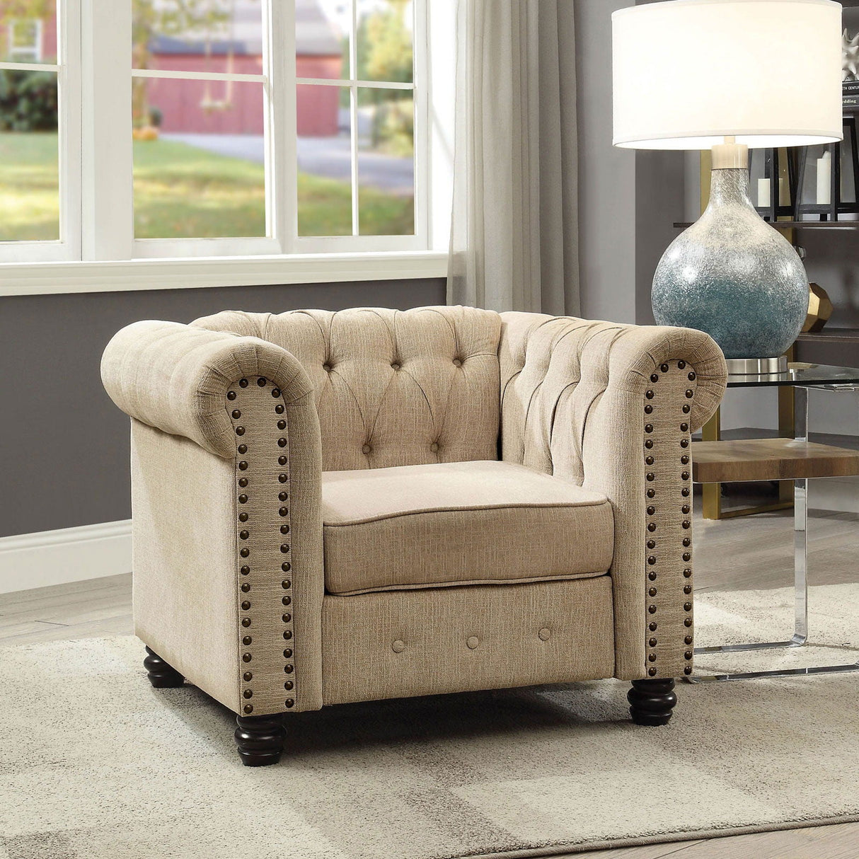 Winifred - Sofa & Love Seat & Chair - Ivory - Home Elegance USA