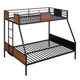 Twin-over-full bunk bed modern style steel frame bunk bed with safety rail, built-in ladder for bedroom, dorm, boys, girls, adults (OLD SKU:LP000090AAD) - Home Elegance USA