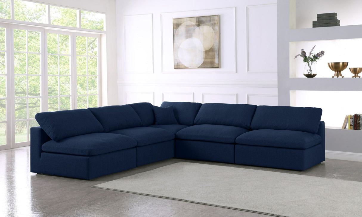 Serene - Cloud 5 Piece Modular Sectional - Navy - Fabric - Home Elegance USA