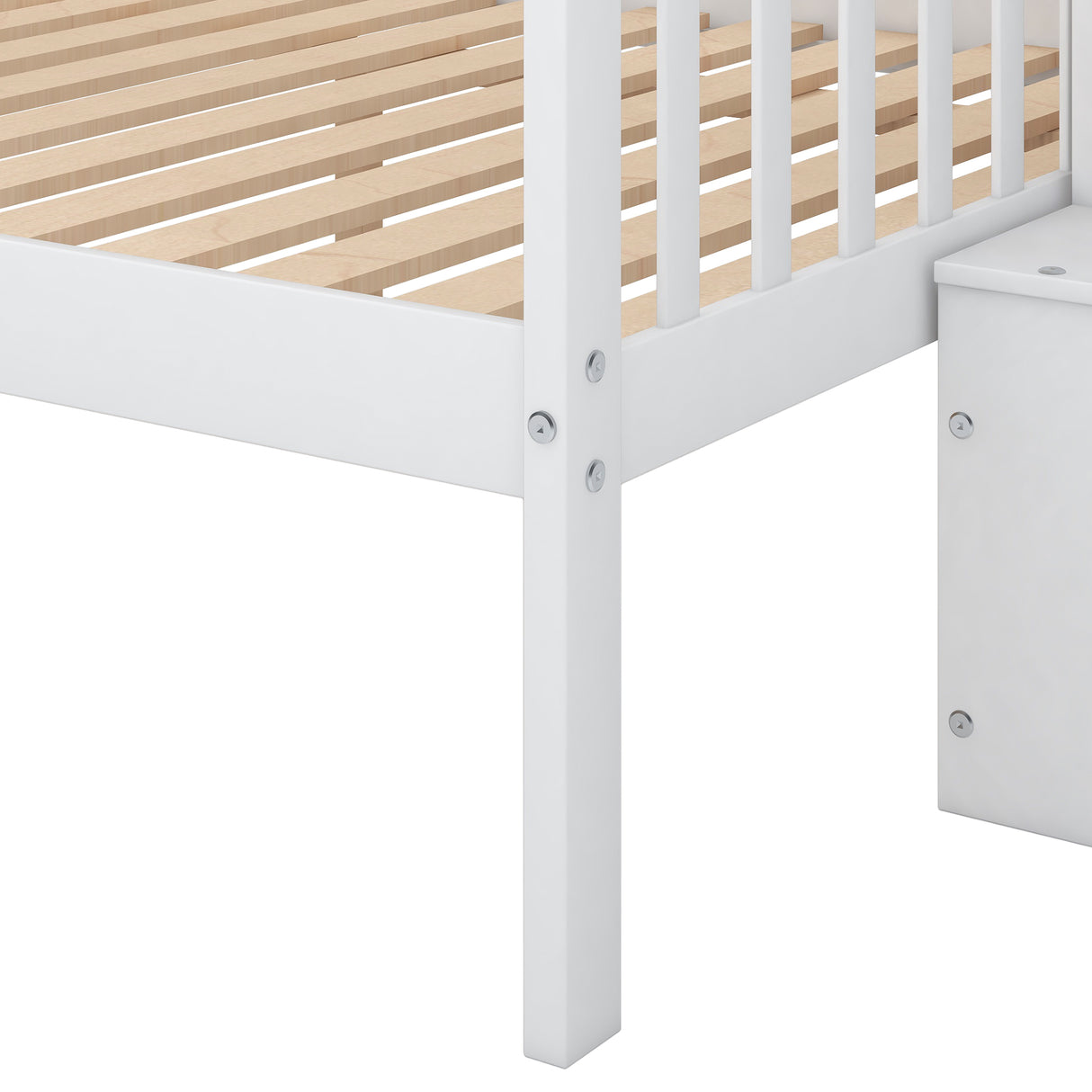 Twin over Full Stairway Bunk Bed with storage, White - Home Elegance USA