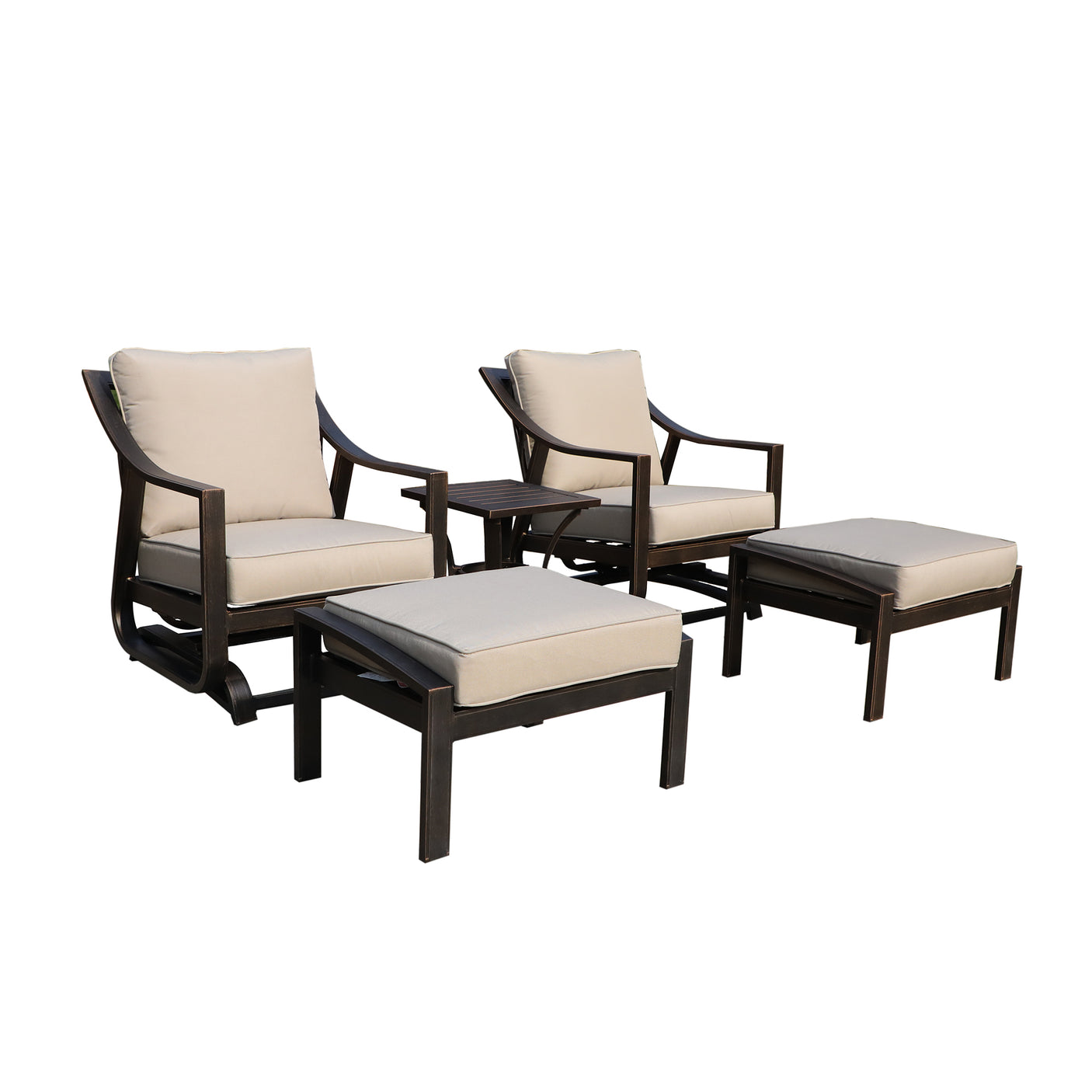 5 Piece Lounge Set with Motion Chairs, Liberty Bronze