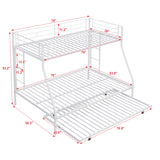 Twin over Full Bed with Sturdy Steel Frame, Bunk Bed with Twin Size Trundle, Two-Side Ladders, White - Home Elegance USA