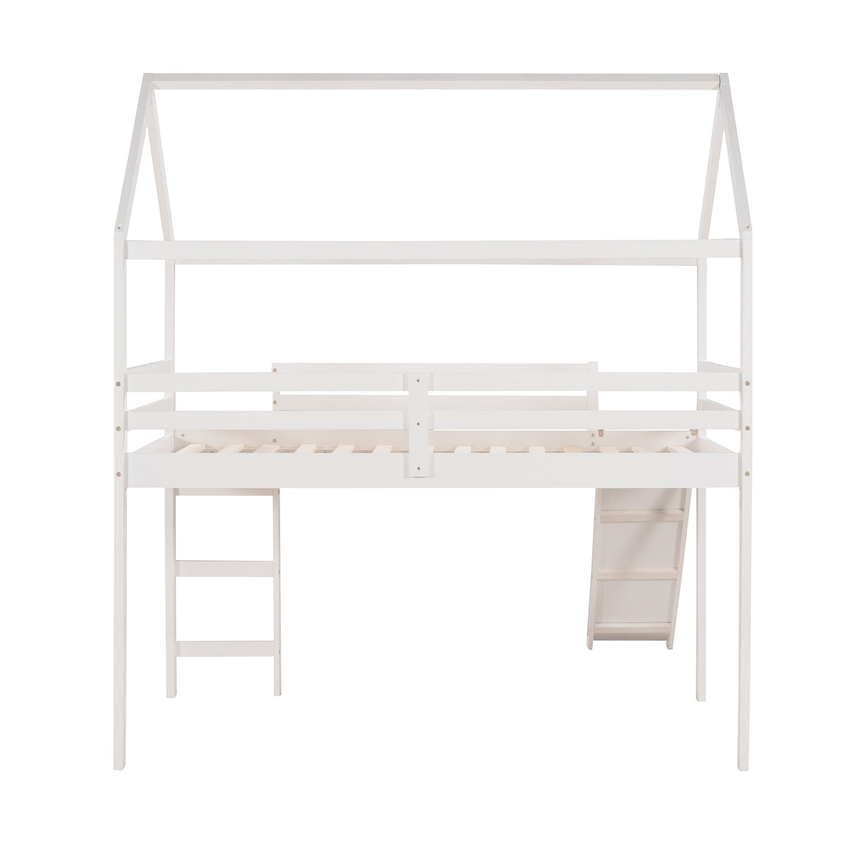 Twin Loft Bed with Slide, House Bed with Slide,White(OLD SKU :WF286245AAK) - Home Elegance USA