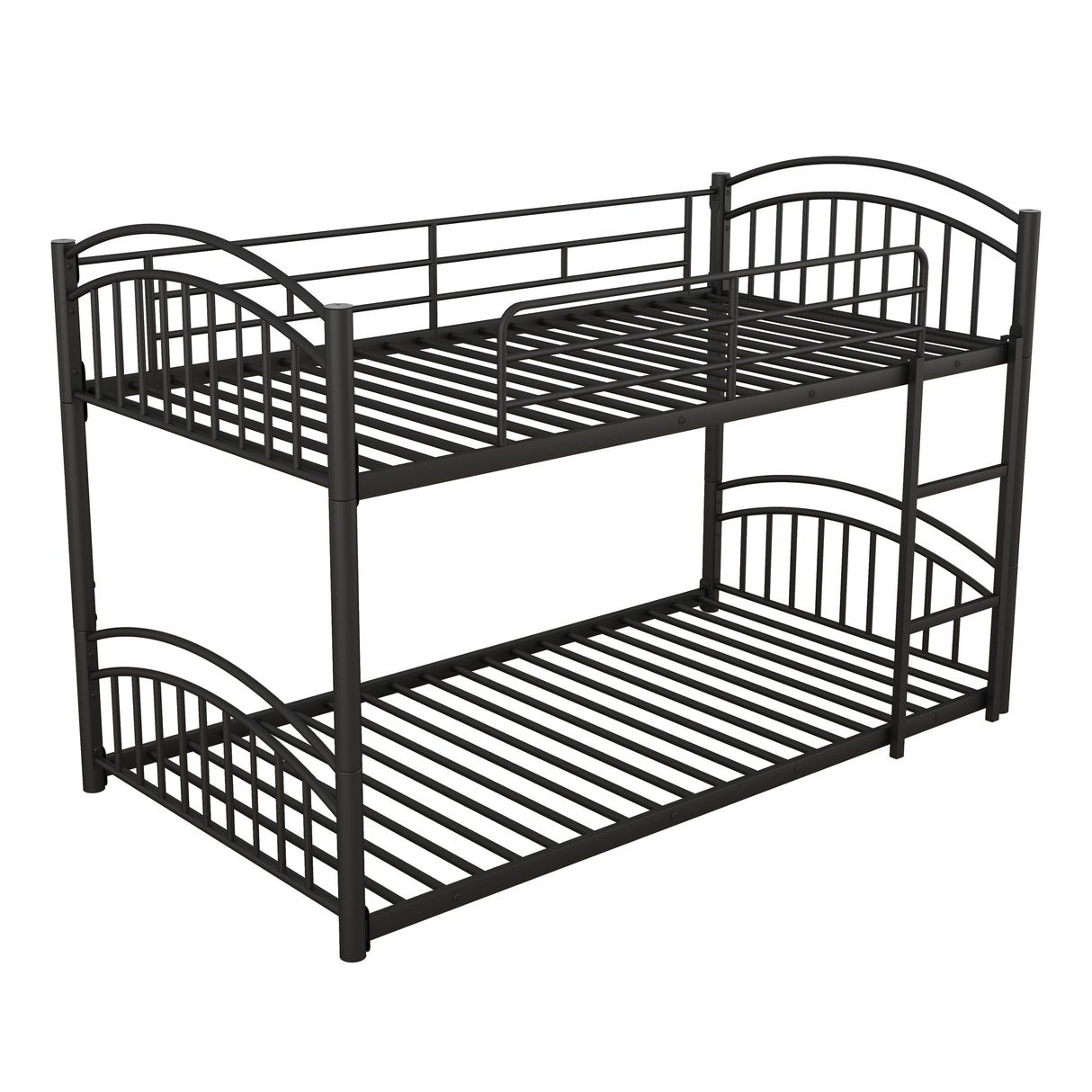 Twin Over Twin Metal Bunk Bed With Slide,Kids House Bed Black+Red - Home Elegance USA