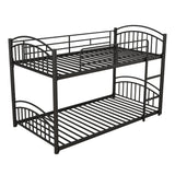 Twin Over Twin Metal Bunk Bed With Slide,Kids House Bed Black+Red - Home Elegance USA