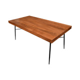 69 Inch Handcrafted Industrial Design Dining Table, Acacia Wood Top, Metal Legs, Black and Brown - Home Elegance USA