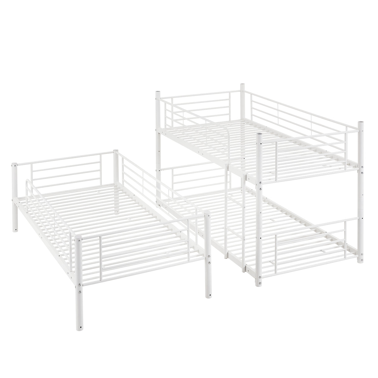 Twin-Twin-Twin Triple Bed with Built-in Ladder, Divided into Three Separate Beds,White(OLD SKU:LP000097AAK) - Home Elegance USA