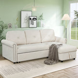 83" Modern Convertible Sleeper Sofa Bed with Storage Chaise,Beige(Old Sku:SG000344AAA) | Home Elegance USA