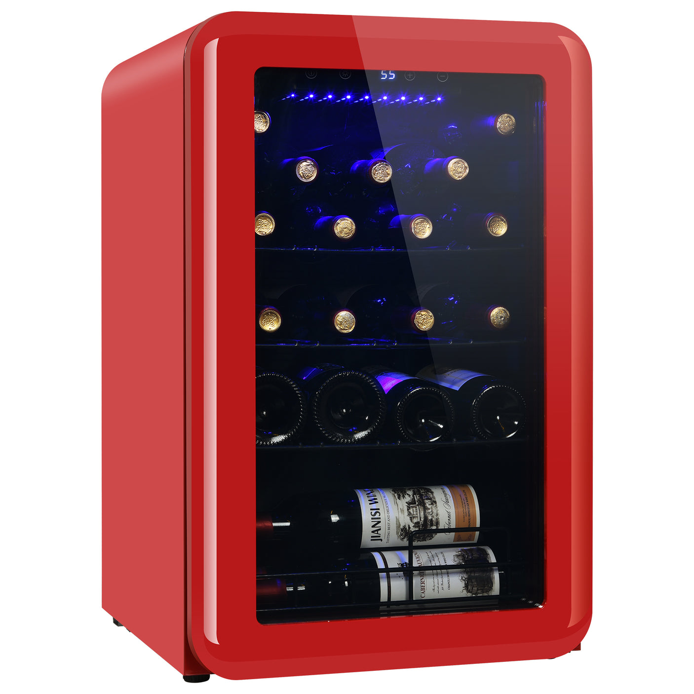 Wine Cooler Countertop Freestanding Wine Cellars Compressor System Champagne Chiller Digital Temperature Control UV-Protective Finish Max Load 24 Standard Bottle