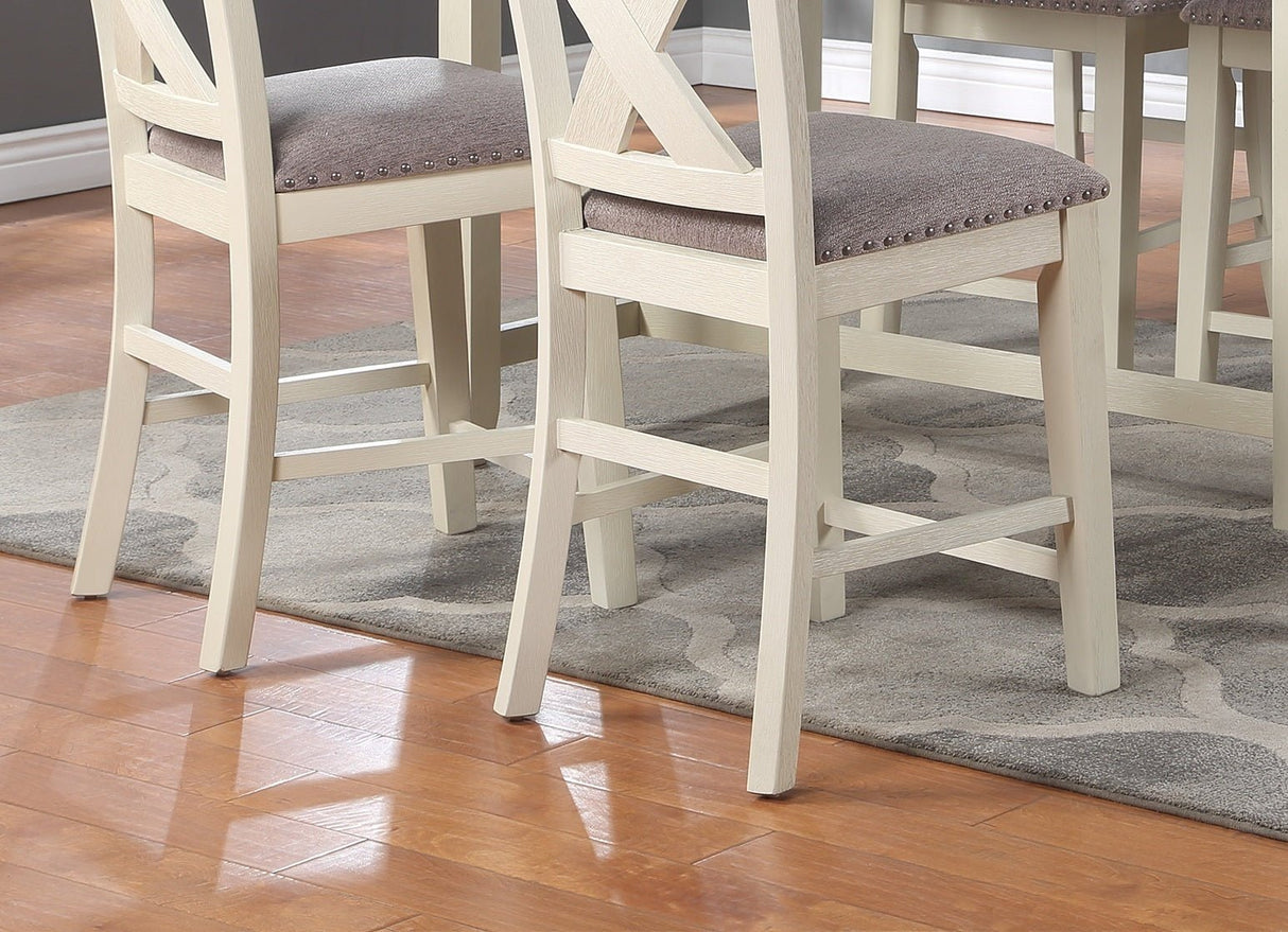 Modern Contemporary 5pc Counter Height High Dining Table w Storage Shelves High Chairs And Stools Wooden Kitchen Breakfast Table Dining Room Furniture - Home Elegance USA