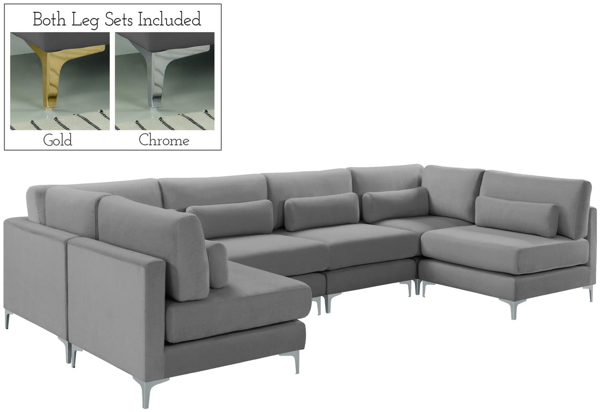 Julia - Modular Sectional 6 Piece - Gray - Home Elegance USA