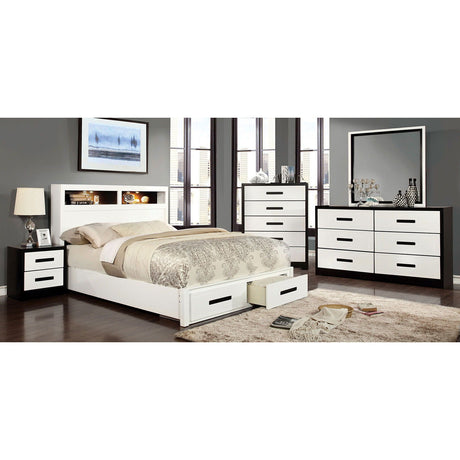 Rutger - 4 Piece Queen Bedroom Set - White / Black - Home Elegance USA