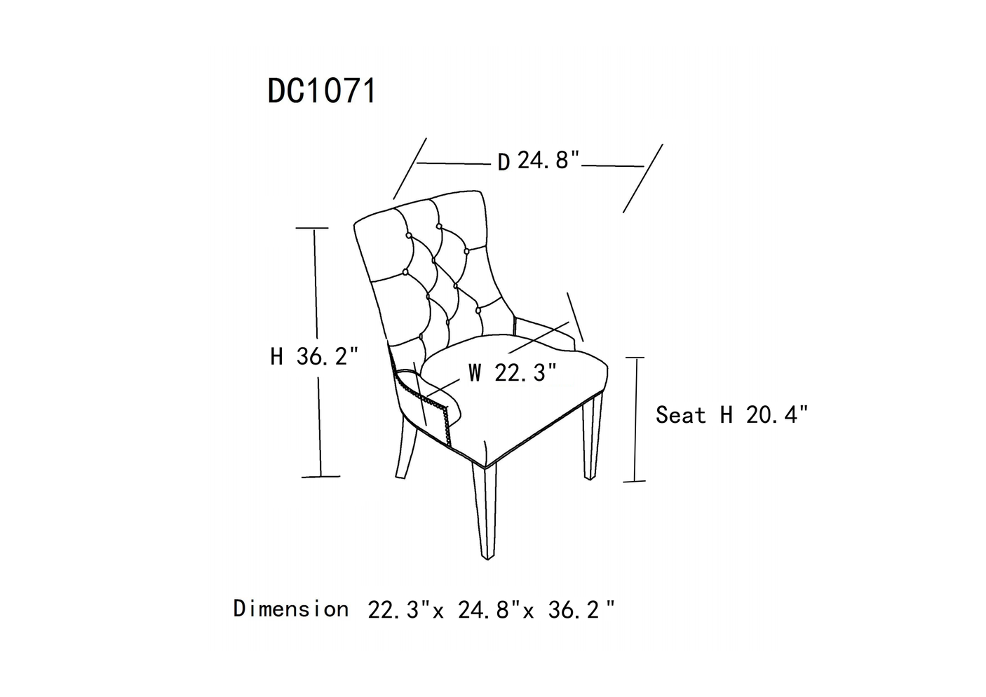 Dinng Chair Livingroom Chair with Bronze Nailhead（2 pcs set） - Home Elegance USA