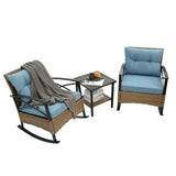 3pcs rocking rattan set wholesale leisure chair outdoor rattan rocking chair set